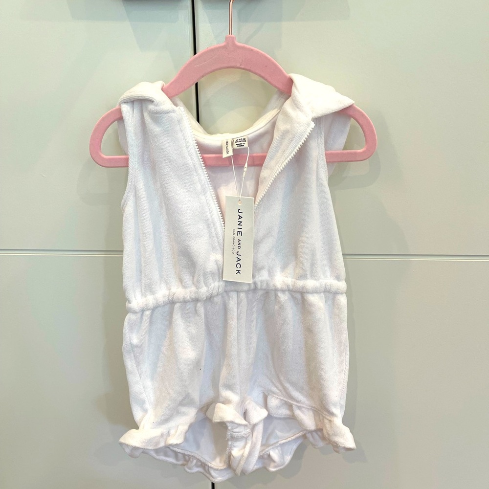 Janie & Jack Baby Girl Terricloth Swim Romper - 12/18 M